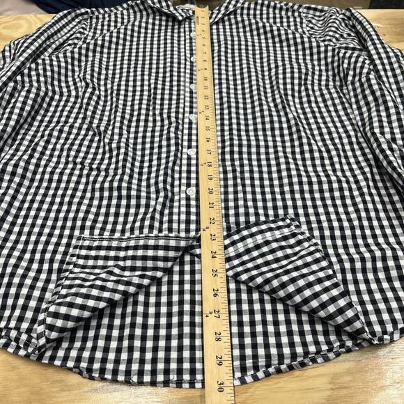 Woman Within Button Up Shirt Sz 2X Gingham Black White Cottagecore Mature - Picture 12 of 13